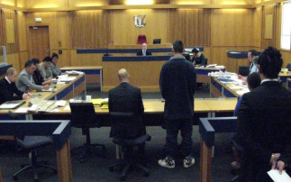 Image of a youth court showing the u-shaped layout of the room.